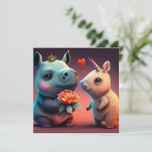 Valentijnse cartoon hippo (Staand voorkant)