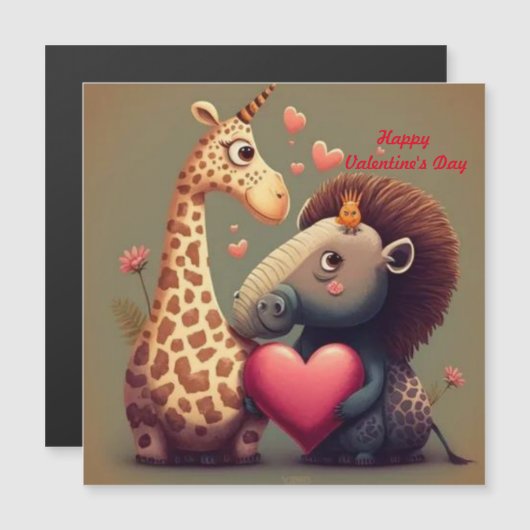 Valentijnse cartoon hippo (Voorkant / Achterkant)