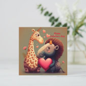 Valentijnse cartoon hippo (Staand voorkant)