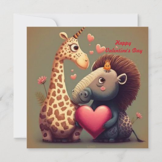 Valentijnse cartoon hippo (Voorkant)