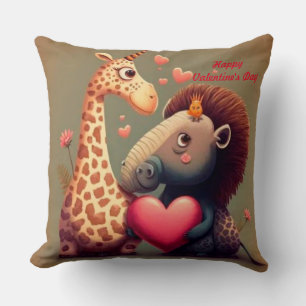 Valentijnse cartoon hippo kussen
