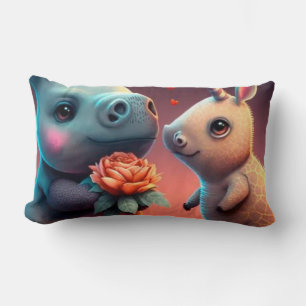 Valentijnse cartoon hippo kussen