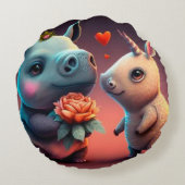 Valentijnse cartoon hippo rond kussen (Achterkant)