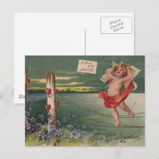  - Valentijnse Cherub - Liefde & Devotie Feestdagenkaart (Voorkant / Achterkant)