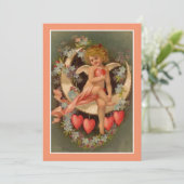Valentijnse Cherub op Moon Feestdagenkaart (Staand voorkant)