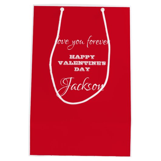 Valentijnse Chic Gepersonaliseerde Rode Valentijns Medium Cadeauzakje (Achterkant)