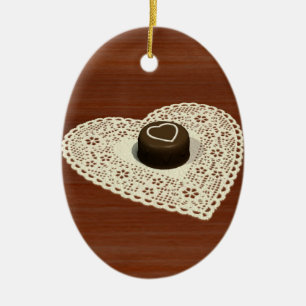 Valentijnse chocolade keramisch ornament