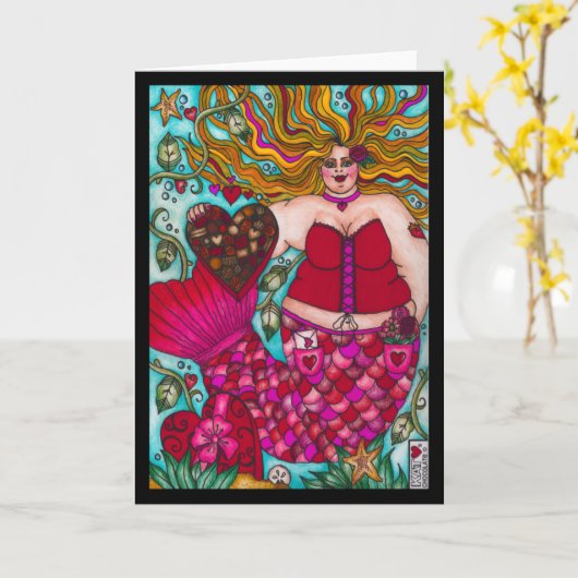 Valentijnse chocolade-zeemeermin Kaart (Gele Bloem)