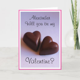 Valentijnse Chocolate Hearts met Naam om het even Feestdagen Kaart