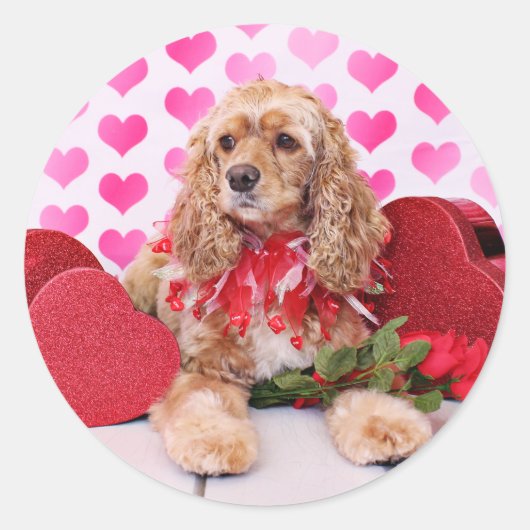 Valentijnse - Cocker Spaniel - Bella Ronde Sticker (Voorkant)