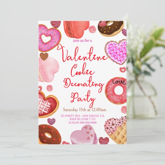 Valentijnse Cookie Decorating Party Kaart (Staand voorkant)