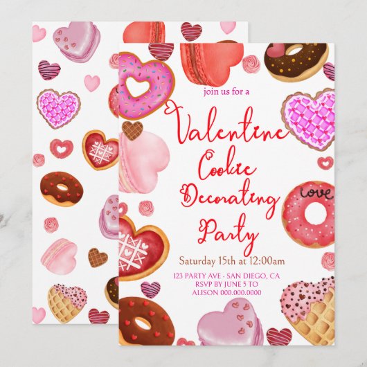 Valentijnse Cookie Decorating Party Kaart (Voorkant / Achterkant)