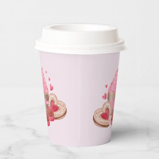 Valentijnse Cupcake, Cookie, Trees Papieren Bekers (Rechts)