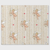 Valentijnse cupid angel in wit en goud cadeaupapier (Vlak)