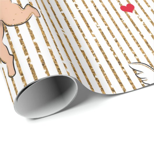 Valentijnse cupid angel in wit en goud cadeaupapier (Rol Hoek)
