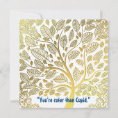 Valentijnse Cupid Blue Gold Foliage Border Romanti (Achterkant)