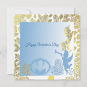 Valentijnse Cupid Blue Gold Foliage Border Romanti (Voorkant)