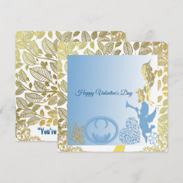 Valentijnse Cupid Blue Gold Foliage Border Romanti
