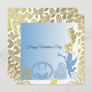 Valentijnse Cupid Blue Gold Foliage Border Romanti