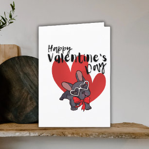 Valentijnse Cute French bulldog illustratie Feestdagen Kaart
