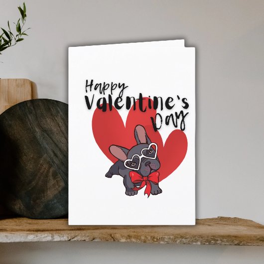 Valentijnse Cute French bulldog illustratie Feestdagen Kaart