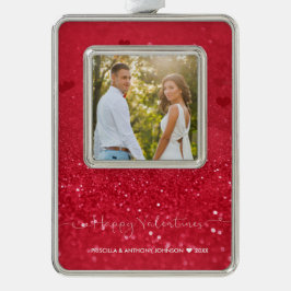 Valentijnse DayvPhoto Red Glitter Photo Ornament