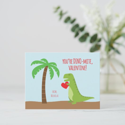Valentijnse Dinosaur Class - T-Rex Feestdagenkaart (Staand voorkant)
