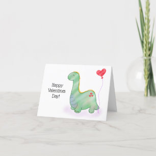 Valentijnse dinosaurus met liefde je hartballon bedankkaart