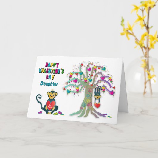 Valentijnse dochter Kinder aap Kaart (Gele Bloem)