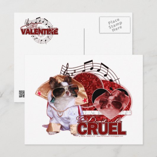 Valentijnse  - Dont Be Cruel - Chihuahua - Gizmo Feestdagenkaart (Voorkant / Achterkant)