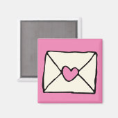 Valentijnse Doodles Pink Heart Love Note Clip Art Magneet (Voorkant / Achterkant)