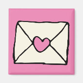 Valentijnse Doodles Pink Heart Love Note Clip Art Magneet (Voorkant)