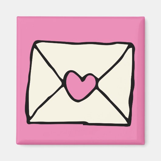 Valentijnse Doodles Pink Heart Love Note Clip Art Magneet (Voorkant)