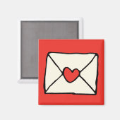 Valentijnse doodles Red Heart Love Note Clip Art Magneet (Voorkant / Achterkant)