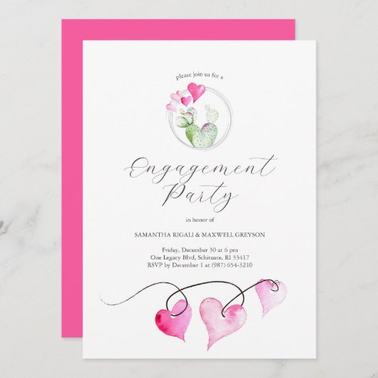 Valentijnse engagementspartij kaart (Voorkant / Achterkant)