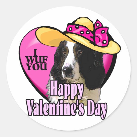 Valentijnse Engelse Springer Spaniel Ronde Sticker (Voorkant)