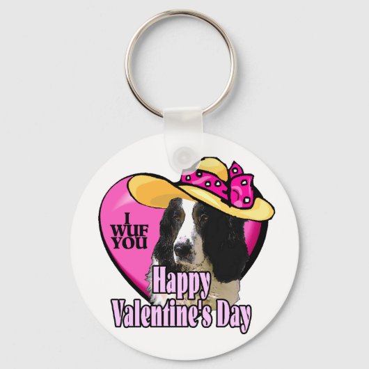 Valentijnse Engelse Springer Spaniel Sleutelhanger (Voorkant)