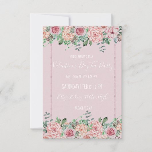 Valentijnse Floral Party Style Uitnodigingen (Voorkant)