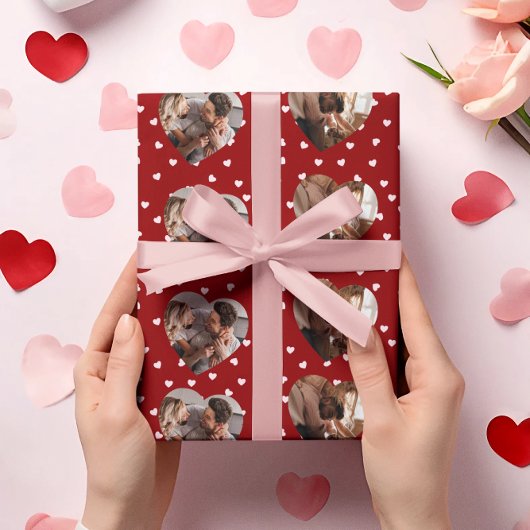 Valentijnse  foto harten collage | Gepersonaliseer Cadeaupapier