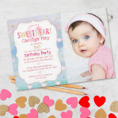 Valentijnse foto van kleine liefhebbers op geboort kaart