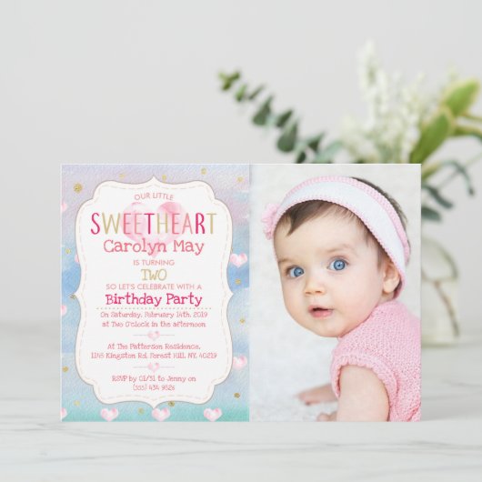 Valentijnse foto van kleine liefhebbers op geboort kaart (Staand voorkant)