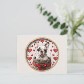 Valentijnse Franse Bulldog Briefkaart (Staand voorkant)