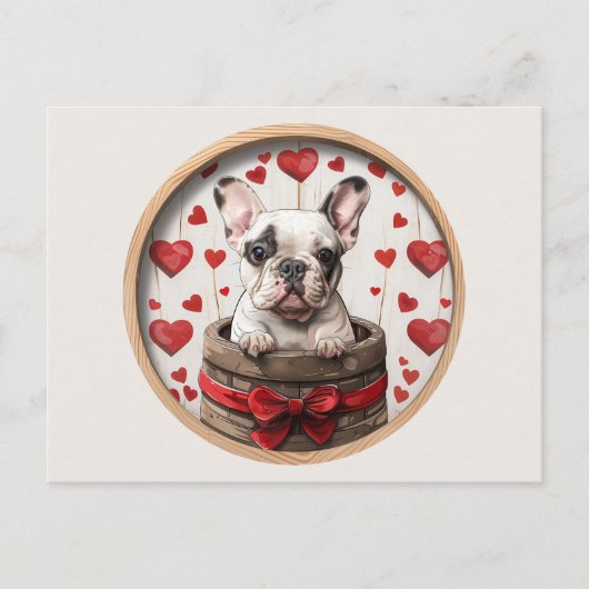 Valentijnse Franse Bulldog Briefkaart (Voorkant)
