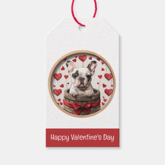 Valentijnse Franse Bulldog Cadeaulabel (Voorkant)