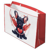 Valentijnse Franse Bulldog Cupid Groot Cadeauzakje (Achterkant Gekanteld)