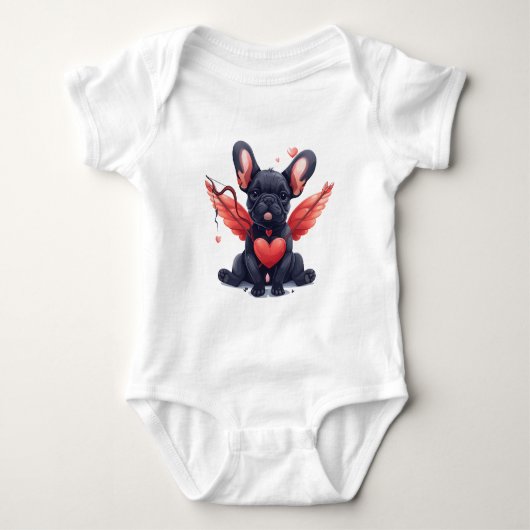 Valentijnse Franse Bulldog Cupid Romper (Voorkant)