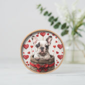 Valentijnse Franse Bulldog Feestdagenkaart (Staand voorkant)