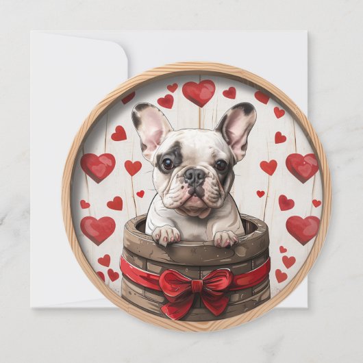 Valentijnse Franse Bulldog Feestdagenkaart (Voorkant)