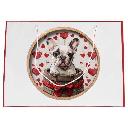 Valentijnse Franse Bulldog Groot Cadeauzakje (Voorkant)