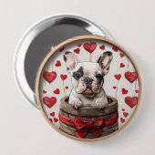 Valentijnse Franse Bulldog Ronde Button 4,0 Cm (Voorkant /achterkant)